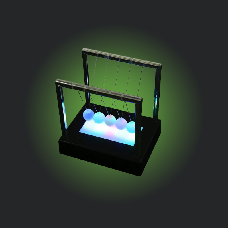 Newtons Cradle LED Light Up Kinetic Energy Home Office Scienctific Home Decor